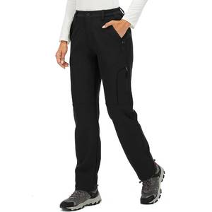 lot 20714 image: Womens Snow pants Hiking ski Waterproof Fleece Lined Outdoor Cargo Pants Softshell Winter Warm Pants with Zipper Pockets,H4409,Black,6
