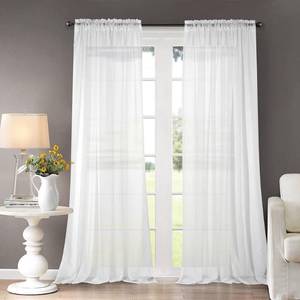 lot 20727 image: Dreaming Casa Solid Sheer Curtains Draperies White Rod Pocket 2 Panels 52 W x 96 L