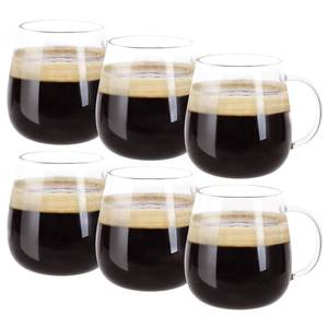 lot 20731 image: Farielyn-X Glass Coffee Mugs Set of 6, Microwave Safe Borosilicate Glass Cups, 15 Ounce Large Mugs Gifts for Family, latte, Chocolate & Beverage, Mocha, Cappuccino, Tea and Water, Clear Drinking Cups
