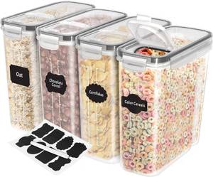 lot 20732 image: Utopia Kitchen Cereal Containers Storage - 4 Pack Airtight Food Storage Containers & Cereal Dispenser For Pantry Organization And Storage - Canister Sets For Kitchen Counter