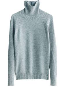 lot 20753 image: LINY XIN 100% Merino Wool Swetaer for Women Turtleneck Long Sleeve Fall Winter Warm Knitted Pullover Sweater Jumper (Light Grey,L)