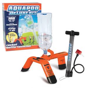 lot 20757 image: The Deluxe AquaPod Rocket Bottle Launcher Kit - Includes Bottle, Aqua Pod, & Air Pump - Launches Bottles 100Ft in The Air - Fun Educational STEM Toy- Science Birthday for Kids & Teens