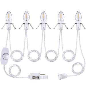 lot 20760 image: Leelosp Accessory Cord with 6 LED Light Bulbs, 14.8 ft White C7 Lamp, On Off Switch Plug, Spare Fuses, Female Male Plugs, Village for Halloween Christmas Indoor Decor Craft Project (6 Light)