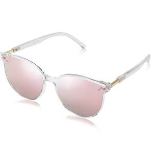 lot 20775 image: SOJOS Classic Round Sunglasses for Women Men Retro Vintage Shades Large Plastic Frame Sunnies SJ2067 with Crystal FramePink Mirrored Lens