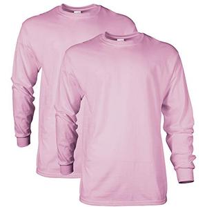 lot 20798 image: Gildan Mens Ultra Cotton Long Sleeve T-Shirt, Style G2400, Multipack, Light Pink (2-Pack), Large