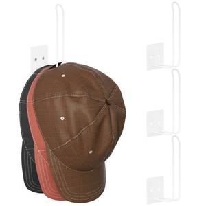 lot 20802 image: HzTinT 3 Pack Anti-rust Hat Rack, Hat Organizer for Baseball Caps, No Drilling AdhesiveDrilling Hat Holder Storage Organizer for Wall Mount Closet Door, White