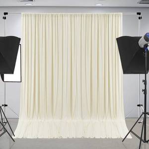 lot 20810 image: 10 ft x 10 ft Wrinkle Free Ivory Backdrop Curtain Panels, Polyester Photography Backdrop Drapes, Wedding Party Home Decoration Supplies