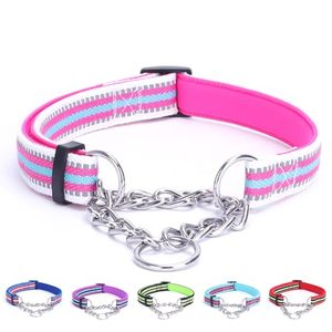 lot 20814 image: Alainzeo Reflective Martingale Dog Collars, Adjustable Soft Neoprene Padded Breathable Nylon Pet Collar for Puppy, Medium and Large Dogs,Rose Red,XL