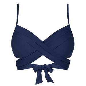 lot 20823 image: Hilor Women Bikini Top Push Up Swimsuits Retro Bathing Suit Underwire Swim Tops Navy 12