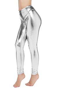 lot 20826 image: PINKPHOENIXFLY Womens Sexy Shiny Faux Leather Leggings Pants (XXL, Silver)