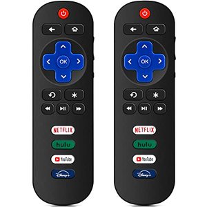lot 20831 image: 2 Pack Replacement Roku TV Remotes for TCLHisenseSharpPhilipsOnnElementInsignia - With NetflixDisneyHuluYouTube Shortcuts