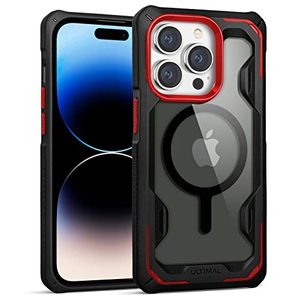 lot 20833 image: ULTIMAL Case Designed for iPhone 14 Pro Max 6.7 Inch, Rugged Military Cover with Lightweight Sporty Design, Slim Shockproof Bumper Case Compatible with Magsafe (BlackRed, for 14 pro max)