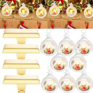 lot 20858 image: Ceenna 8 Sets Christmas Stocking Holders for Mantle with LED Light Christmas Xmas Stocking Hooks Hanger Stocking Fireplace Hooks Christmas Decoration Mantle Stocking Hangers for Fireplace Mantle