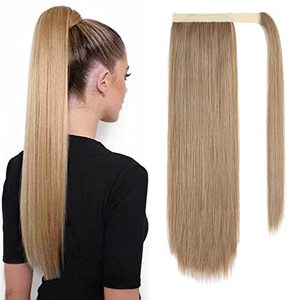 lot 20861 image: SEIKEA Clip in Ponytail Extension Wrap Around Straight Hair for Women (20, Ash Blonde and Pale Natural Gold-Blonde Blend)