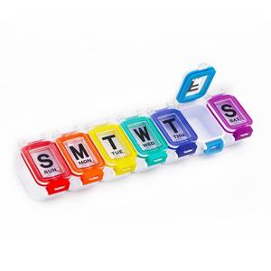 lot 20865 image: XL Weekly Pill Organizer Arthritis Friendly, Travel 7 Day Pill Box Case,Large Pill Case with Popup Open Design to Hold Vitamins, Fish Oil,Supplements and Medication