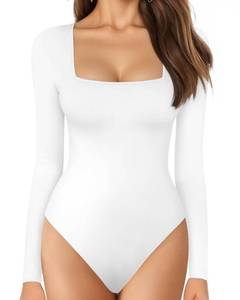 lot 20875 image: MANGOPOP Body Suits for Womens Square Neck Long Sleeve Tops L