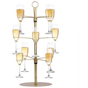 lot 20876 image: ZeenArt Champagne Tower, Metal Drink Tower for Parties Champagne Glass Holder, 3 Tiers - 12 Brackets, for Bar Stand, Cocktail Tree Stand, Champagne Stand
