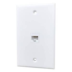 lot 21069 image: BOPLAT 1 Port Cat5e Ethernet Wall Plate - Single Gang Cat 5 Keystone Jack Female to Female Cover Plate Compatible with CAT7, CAT6, CAT5 Cable in White