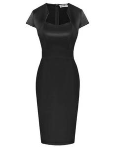 lot 21073 image: GRACE KARIN Womens Satin Dress Elegant Black Wear to Work Business Dress S