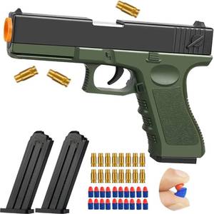 lot 21074 image: Toy Gun with Soft Bullets, Shell Ejecting Foam Bullet Blaster Toy Pistol Model, Non-Aggressive Shooting Game Educational Toys Gifts for Kids Boys Girls Adults Ages 14 (Green)