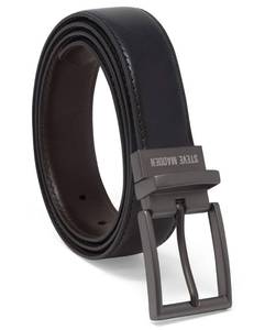 lot 21077 image: Steve Madden Mens Dress Casual Every Day Leather Belt, BlackBrown (Smooth), 38