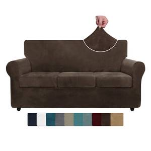 lot 21078 image: ZNSAYOTX Luxury Velvet Couch Cover 4 Piece Stretch Sofa Covers for 3 Cushion Couch Thick Soft Spandex Sofa Slipcover Living Room Anti Slip Dogs Furniture Protector (Dark Coffee), 71-91(3 Cushions)