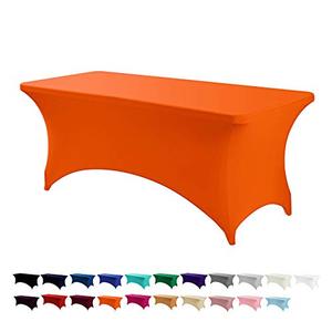 lot 21091 image: Peomeise 6FT Spandex Table Cover Rectangular Stretch Spandex Tablecloth (Orange,6FT)