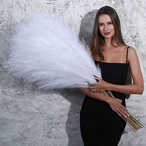 lot 21103 image: 8 Pcs 45 inch Tall Faux Pampas Grass Decor, Large Artificial White Pompous Grass Bulk, Long Fake Pompas for Floor Vase Filler, Wedding, Baby Shower, Home and Boho Decor (White)