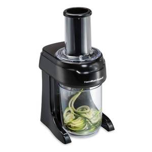 lot 21105 image: Hamilton Beach 3-in-1 Electric Vegetable Spiralizer & Slicer With 3 Cutting Cones for Veggie Spaghetti, Linguine, and Ribbons, 6-Cups, Black,70930