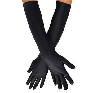 lot 21107 image: Wobe Long Opera Party 20s Satin Gloves Stretchy Adult Size Elbow Length 1920s Opera Satin Long Gloves Classic Sun Protection Gloves Wedding Bride Etiquette Gloves for Women Girls Black