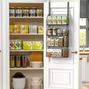lot 21120 image: Aibohayi Over The Door Pantry Organizer 4-Tier Metal Spice Rack, Black, 39.7x13.4x4.9