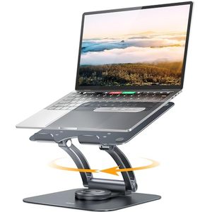 lot 21128 image: Nulaxy 360 Rotating Laptop Stand for Desk, Ergonimic Adjustable Height and Angle Laptop Riser, Foldable and Portable Computer Stand Holds up to 22lbs, Fits All MacBook, Laptops