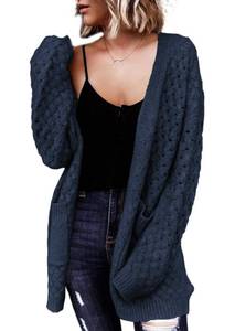 lot 21136 image: Dokotoo Womens Sweaters 2023 Plus Size Open Front Long Sleeve Winter Casual Solid Color Cozy Chunky Cardigans Sweaters for Women Knit Coats Jackets Blue XX-Large