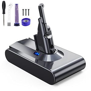 lot 21139 image: Designed for Dyson V8 Battery Replacement 21.6V 6.0Ah Compatible with Dyson V8 Animal Battery Replacement V8 Motorhead V8 Fluffy SV10 Carbon Fiber Vacuum Cleaner 2 Filters and 3 Screws Included