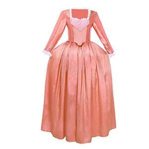 lot 21147 image: BYHai Womens Musical Hamilton Cosplay Angelica Peggy Eliza Schuyler Costume Colonial Lady Corset-Style Dress, Pink, Female L