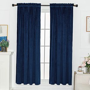 lot 21150 image: FY FIBER HOUSE Royal Velvet Rod Pocket Window Curtains Blackout Drapes Panels Window Treatment Curtain Sets Thermal Insulated Drapes W52 X L84 Inch 1 Pair Dark Blue