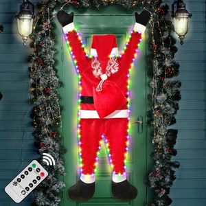 lot 21153 image: 5.5 Ft Christmas Hanging Santa Claus Lighted Decoration Remote Control Flash Indoor Outdoor Climbing Hanging Santa Christmas Ornament Roof Gutter Chimney Wall Yard Xmas Decor