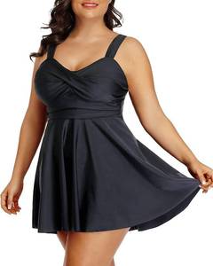 lot 21165 image: Aqua Eve Plus Size Two Piece Swimsuits for Women Tankini Bathing Suits Flowy Swim Dress with Shorts Black 16W