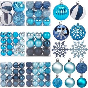 lot 21176 image: HAKACC 100PCS Christmas Ball Ornaments, Shatterproof Christmas Tree Ornaments Blue Baubles Snowflakes Hanging Ornaments for Xmas Tree Wreath Christmas Party Wedding