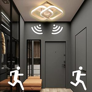 lot 21183 image: Motion Sensor LED Ceiling Lights, 20W Modern Square Indoor Ceiling Lights, Wired Mount Lighting Fixture, 4500K Motion Activated Wall Light for Hallway Pantry Laundry Stairs Bathroom Porch Basement