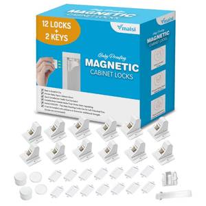 lot 21185 image: Vmaisi Adhesive Magnetic Cabinet Locks (12 Locks and 2 Keys)