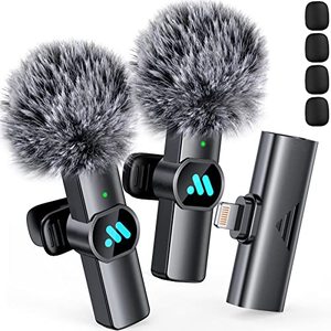 lot 21190 image: Leettus 2pcs Lavalier Wireless Microphone for iPhone iPad, Wireless Microphone for Video Recording, Game Live Streaming, Interviews, YouTube, TikTok, Vlog