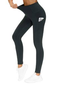 lot 21199 image: THE GYM PEOPLE Thick High Waist Yoga Pants with Pockets, Tummy Control Workout Running Yoga Leggings for Women (Small, Charcoal Grey)