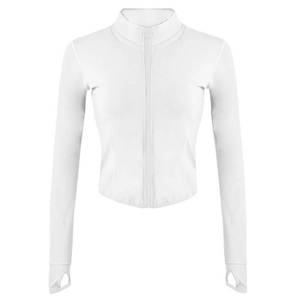 lot 21200 image: Lviefent Womens Lightweight Full Zip Running Track Jacket Workout Slim Fit Yoga Sportwear with Thumb Holes (White, Medium)
