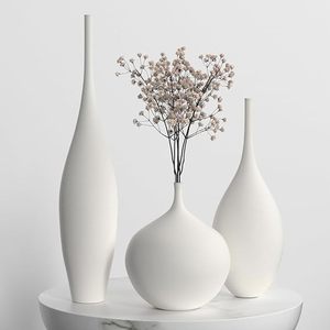 lot 21205 image: Relexome White Ceramic Vase Modern Boho Wabi-Sabi Flower Vase Set of 3 Decorative Aesthetic Vases for Centerpieces Pampas Grass Matte Minimalist Vase for Living Room Table Shelf Home Decor