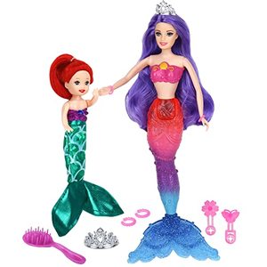 lot 21206 image: BETTINA Mermaid Doll Playset, Purple Hair Princess, Red Hair Little Mermaid Doll and Accessories, Toys for 3 to 7 Year Olds