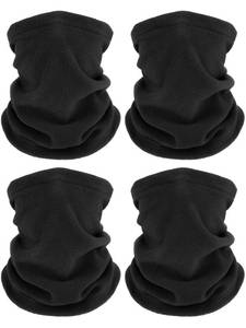 lot 21211 image: 4 Pieces Winter Neck Warmers Fleece Gaiter Windproof Face Covering (Black, Medium)