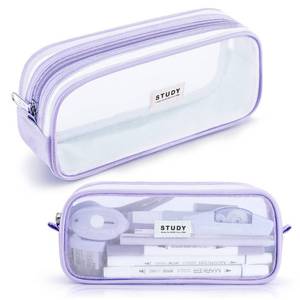 lot 21218 image: KALIDI Grid Mesh Pencil Case Large Capacity Pencil Case Big Pencil Pouch With Zipper Simple Stationery Bag Aesthetic Pen Bag for School Teen Girl Boy Multi-Purpose bag for office Men Women (Purple)