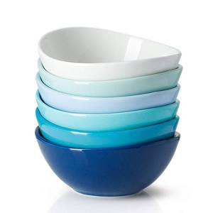 lot 21225 image: Sweese 18 oz Porcelain Bowls Set of 6 - for Cereal, Pasta, Salad, Dinner - Microwave, Dishwasher and Oven Safe - Cool Assorted Colors - 102.003