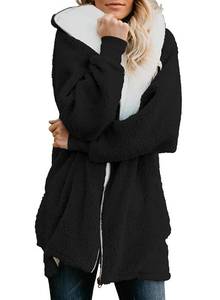 lot 21232 image: Yanekop Women Oversized Sherpa Jackets Fuzzy Fleece Hoodies Zip Up Outerwear Coat With Pockets(Black,M)
